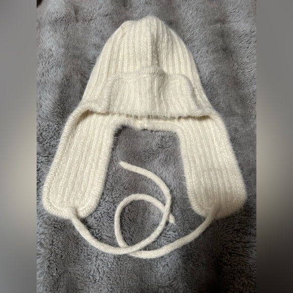 Free People Timber Fuzzy Knit Trapper Hat, Cream, One Size (v) - Picture 3 of 10